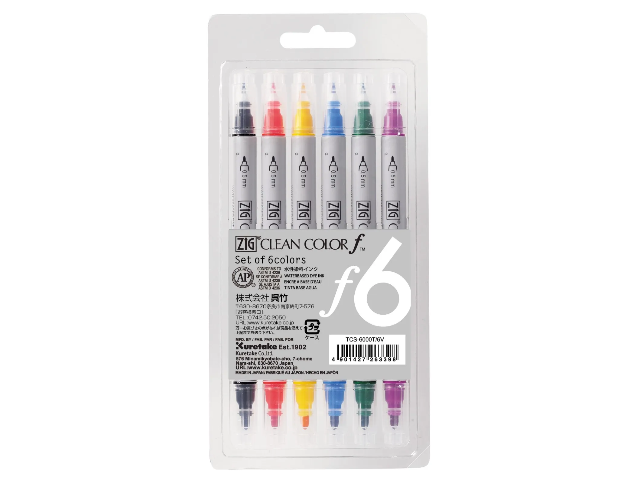 Artequipment ZIG Clean Color f – sett med 6 farger