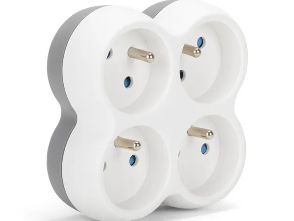 Montis elektrisk forgreningskontakt 4-uttak grå/hvit MT096-WG