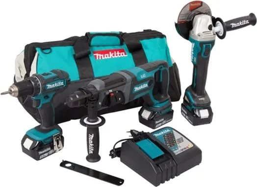 MAKITA kombisett 18V DLX3078TX1 (DDF482, DGA504, DHR241) 3x5,0Ah koffert/veske