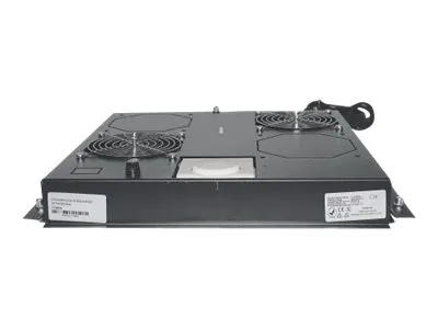 Intellinet 2-Fan Ventilation Unit for 19 Racks, Roof Mount, with Thermostat, Black - Systemviftebrett - med 2 kjølevifter - AC 220/240 V - svart, RAL 9005 - 1U - 19