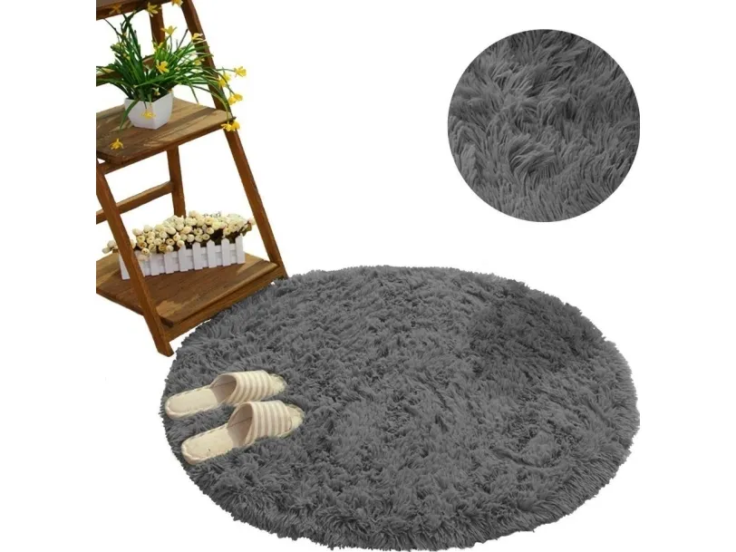 Strado Rundt teppe Shaggy Strado 200x200 GreyNight (Mørkegrå) universal