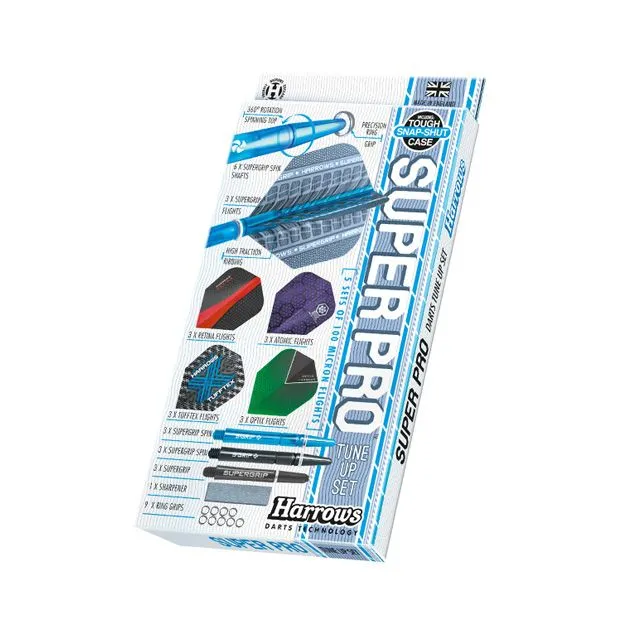 Harrows Darts Super Pro Tune Up Set, Dart tilbehørssæt, Flerfarvet, 26 stk