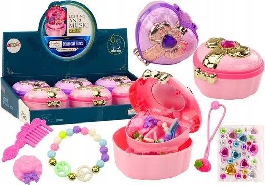 LeanToys sett koffert skrin hjerte boks til smykker tilbehør MIX