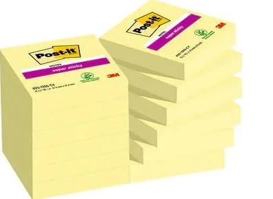 Post-It 7100242802, firkant, Gult, Papir, 47,6 mm, 47,6 mm, 90 ark