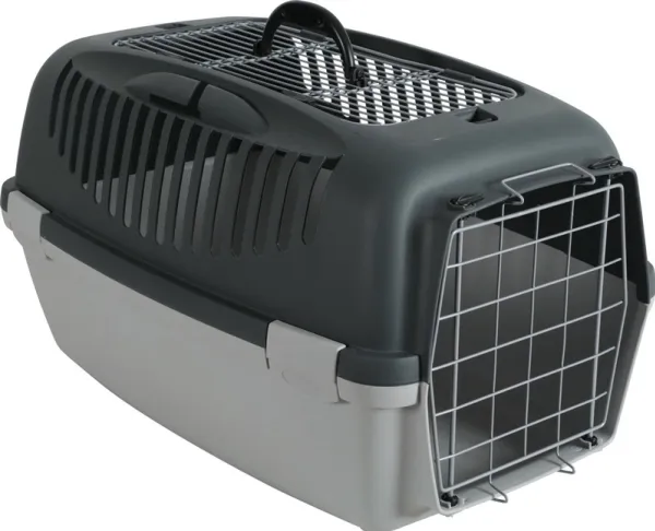 Zolux hundetransportkasse GULLIVER 3 i metall, grå, åpen på toppen