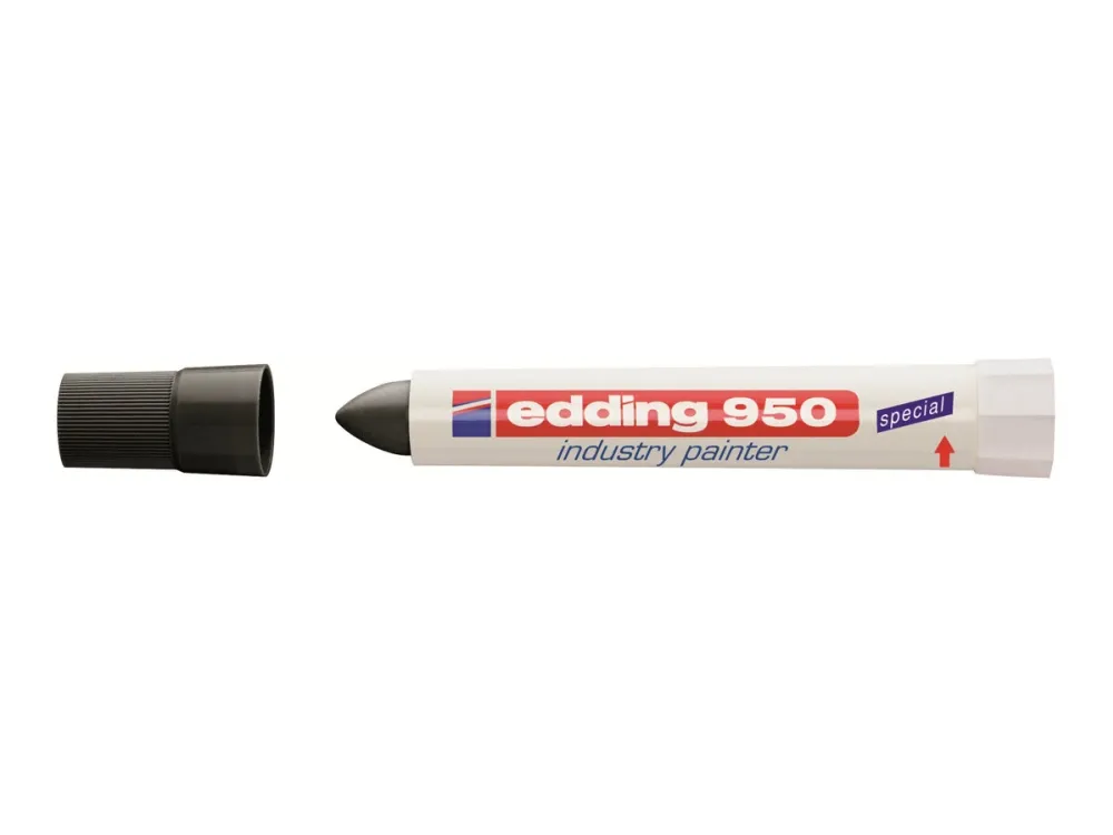 edding 950 industry - Markørstift - permanent - for metall, papir med ru overflate - svart - 10 mm - retraktil