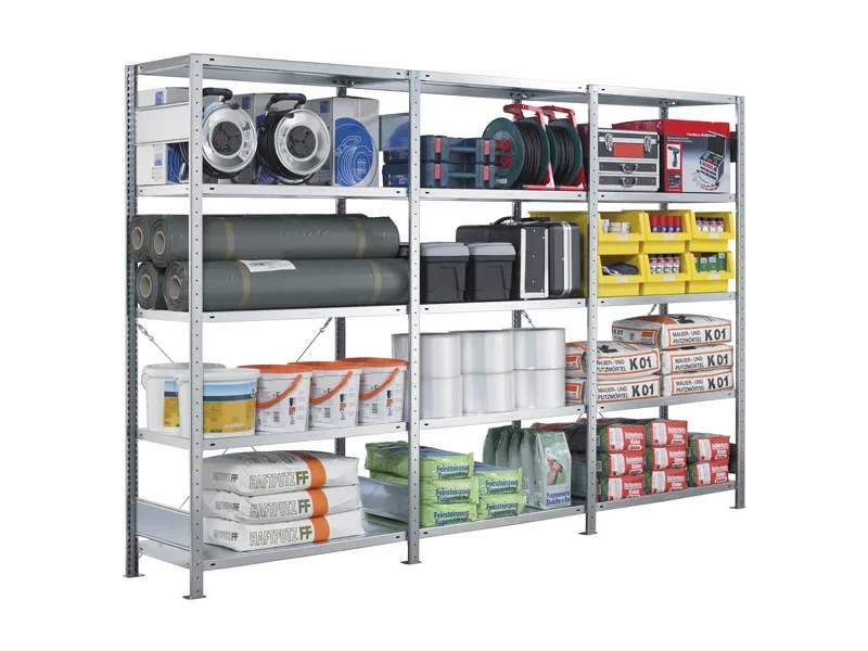 Følgesektion Boltless lagerreol, rygkryds 2500x1300x400 250 kg/hylde