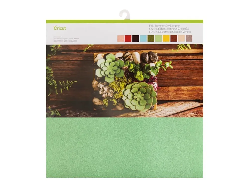 Cricut Summer Sky Sampler - Håndverksmateriale - 305 x 305 mm - 10 ark - Lys lyserød, rød, plomme, lys blå, grønn, mynte, lys gul, brun, fersken, grå - filt