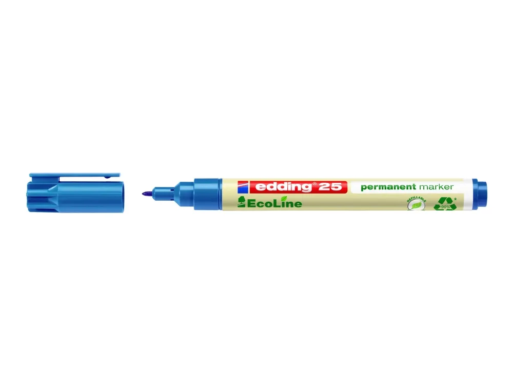 edding EcoLine 25 - Markør - permanent - for glass, metall, plast - blå - alkoholbasert blekk - 1 mm - fin