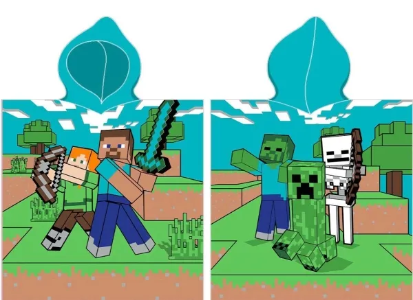 Minecraft Poncho badehåndklæde med hætte - 100 procent bomuld