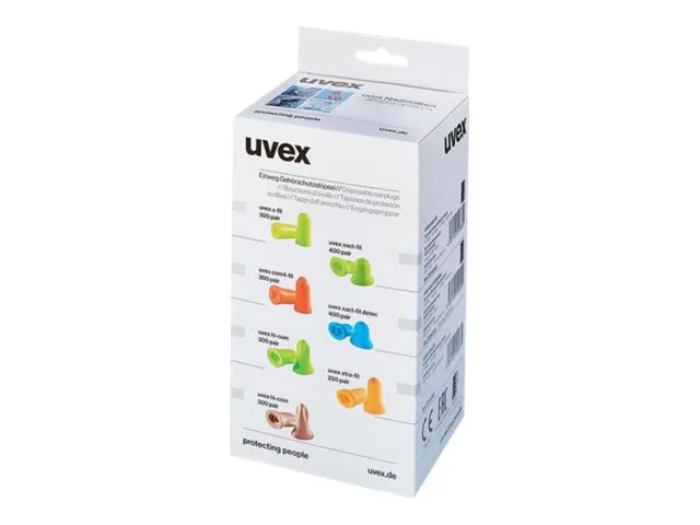 uvex com4-fit - Ørepropper - engangs - kule - S - NRR: 33 dB - polyuretanskum - lys oransje par (en pakke 300)