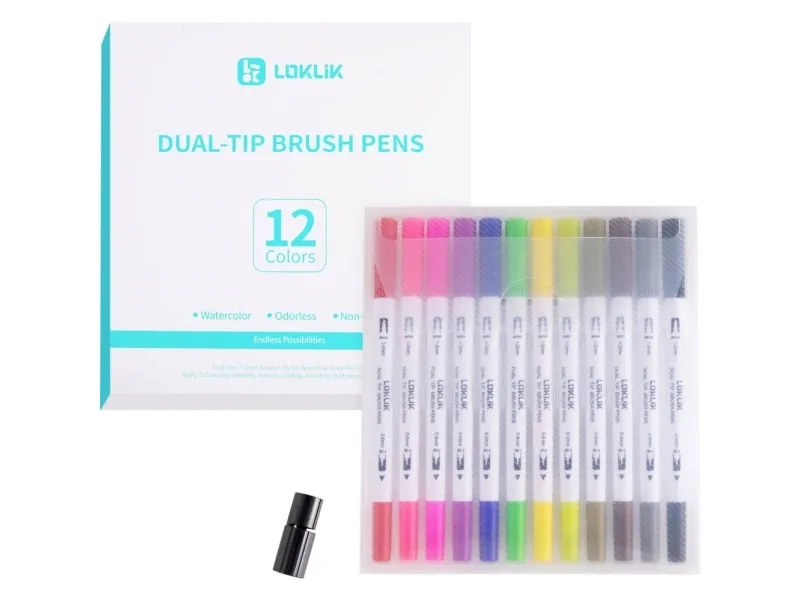 Loklik dual tip børstepenn