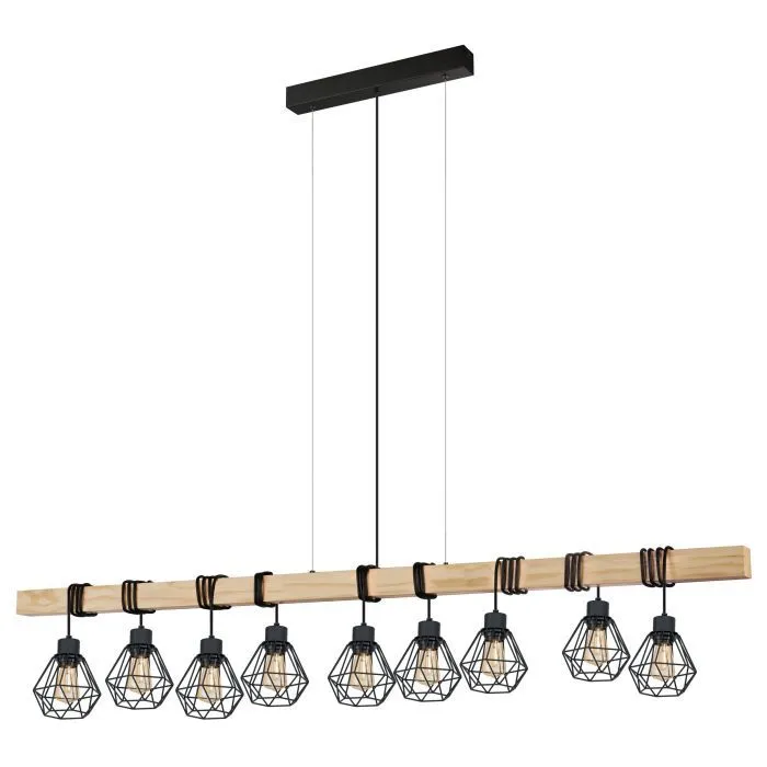 EGLO TOWNSHEND 5 LANGBORD 9L SORT/TRÆ FSC