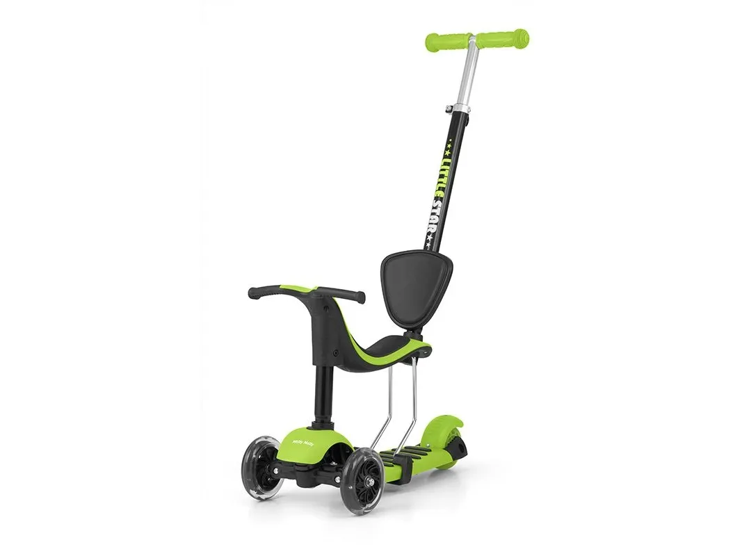 Barnescooter Milly Mally Little Star 3-i-1, grønn