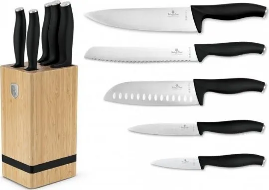Berlinger Haus  KNIV BH-2971 matt svart i bambusblokk