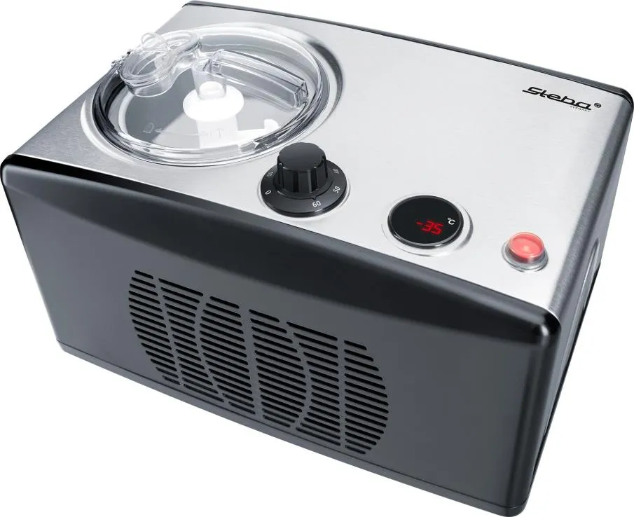 Steba IC 150, Kompressor-iskremmaskin, 1,5 l, 1 boller, LED, Rustfritt stål, Sort, Rustfritt stål