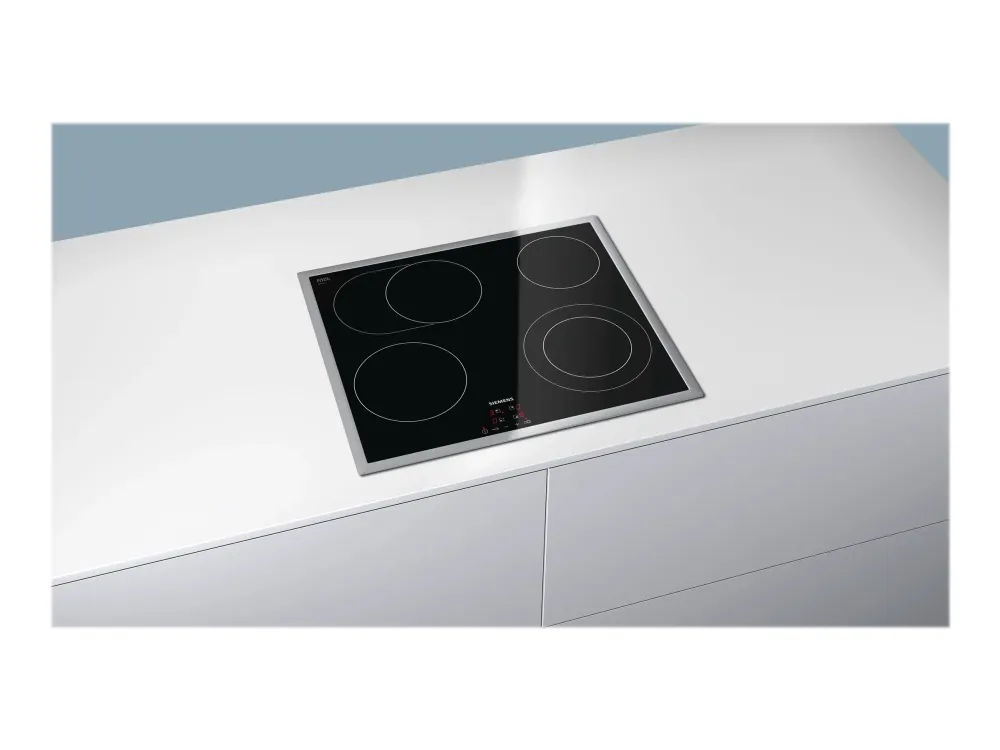 Siemens iQ300 ET645HN17E - Keramisk koketopp - 4 plater - Nisje - bredde: 56 cm - dybde: 49 cm - med rustfritt stål - svart/rustfritt stål