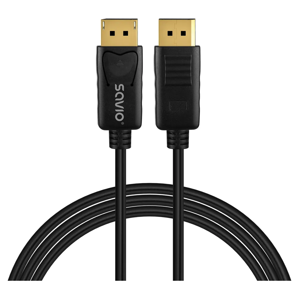 Savio CL-205, 2 m, DisplayPort, DisplayPort, Hankjønn, Hankjønn, Svart