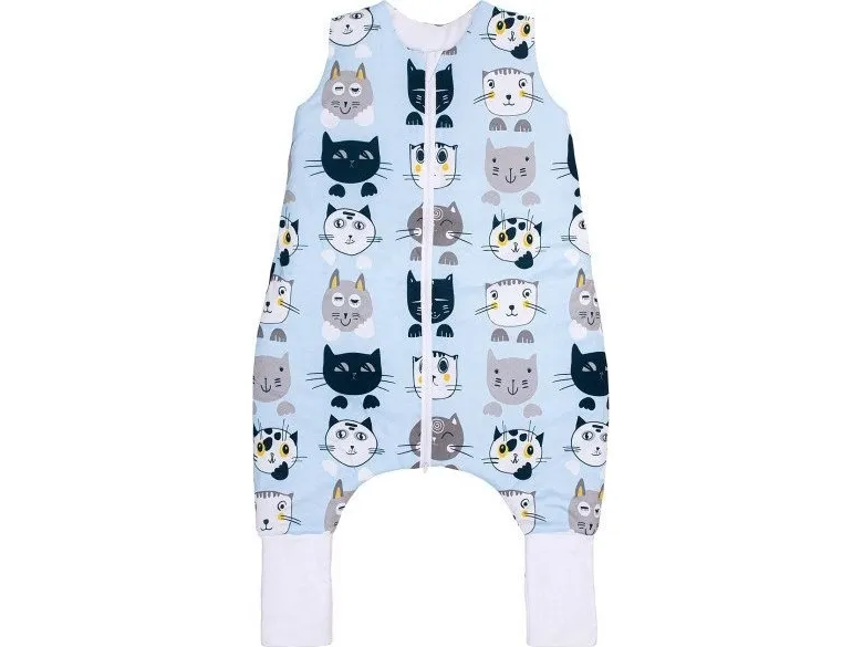 PULP BAMBOO Baby sovepose med 2 TOG sokker - Blue Cats - fra 0,6 m til 2,5 år