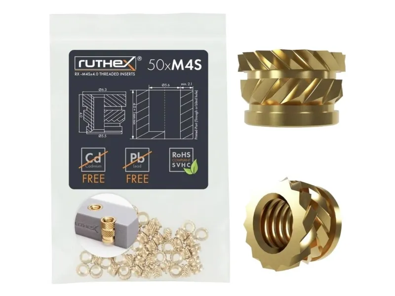 Ruthex M4 kort gjengeinnsats – Rx-M4Sx4.0 - 50 stk