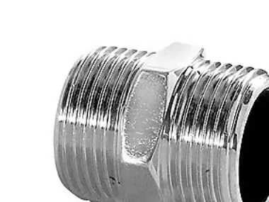 Brystnippel messing forkromet 3/4 x 1/2