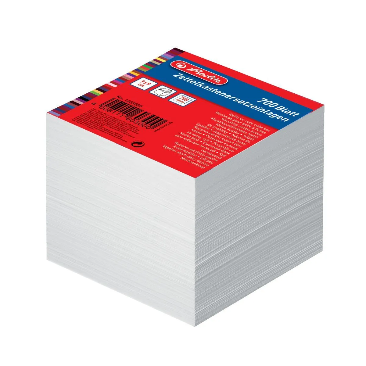 Herlitz 1603000, kvadratisk, hvit, papir, 90 mm, 90 mm, 700 ark