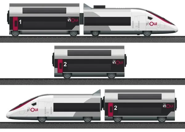 Märklin TGV Duplex, Jernbane- og togmodell, HO (1:87), Gutt/Jente, Plast, 5 stykker, Sort, Hvit
