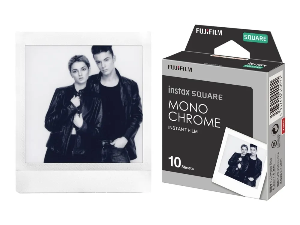 Fujifilm Instax Square MONOCHROME - Svart/hvit hurtigvirkende film - 10 eksponeringer