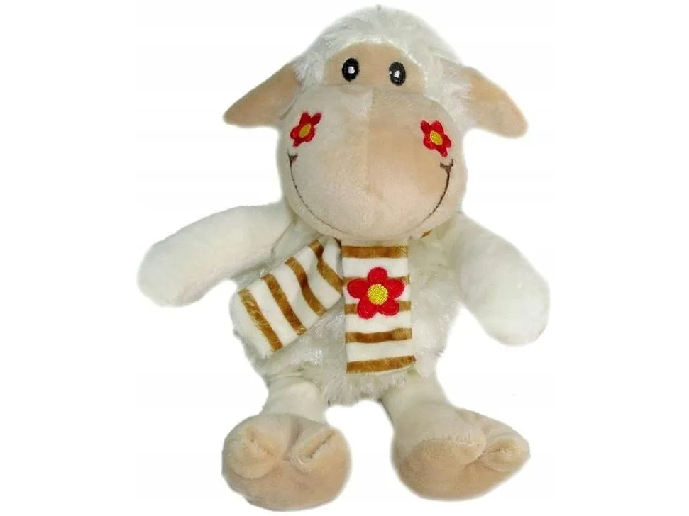 Sau 2pat med blomsterskjerf 15 cm
