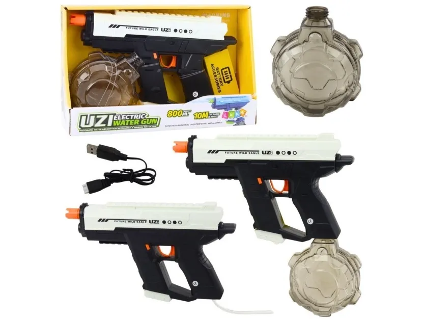 LEAN Toys elektrisk vannpistol automatisk 10 m svart/hvit 800 ml