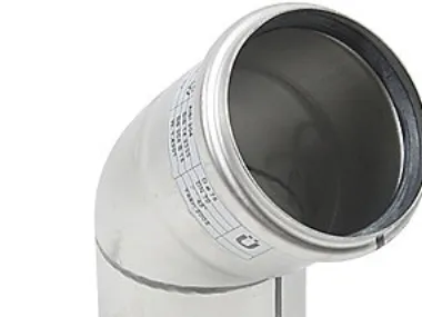 Ø 75 mm x 45° bøye, syrebestandig AISI316L/EN1.4404 Blücher