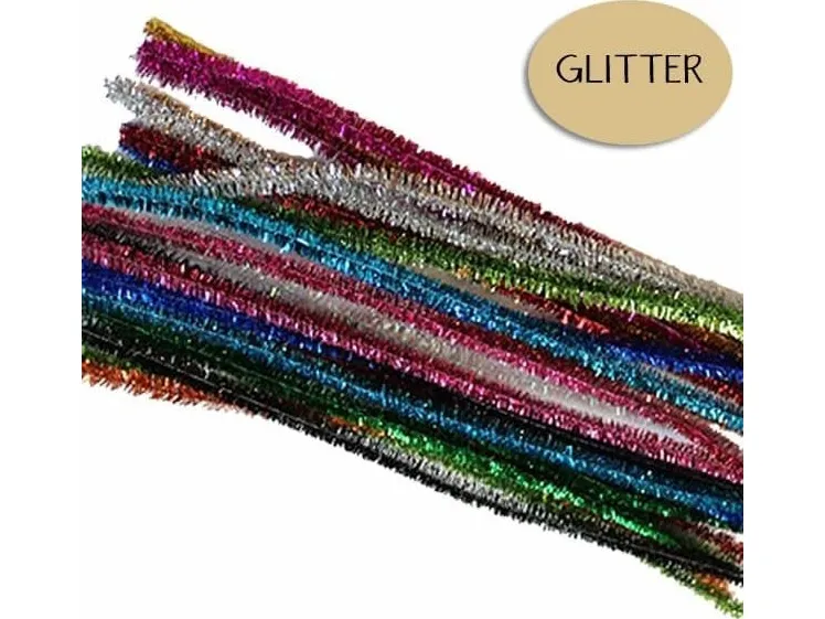 Carioca chenille glitter 30 cm 8 mm 24 stk mix