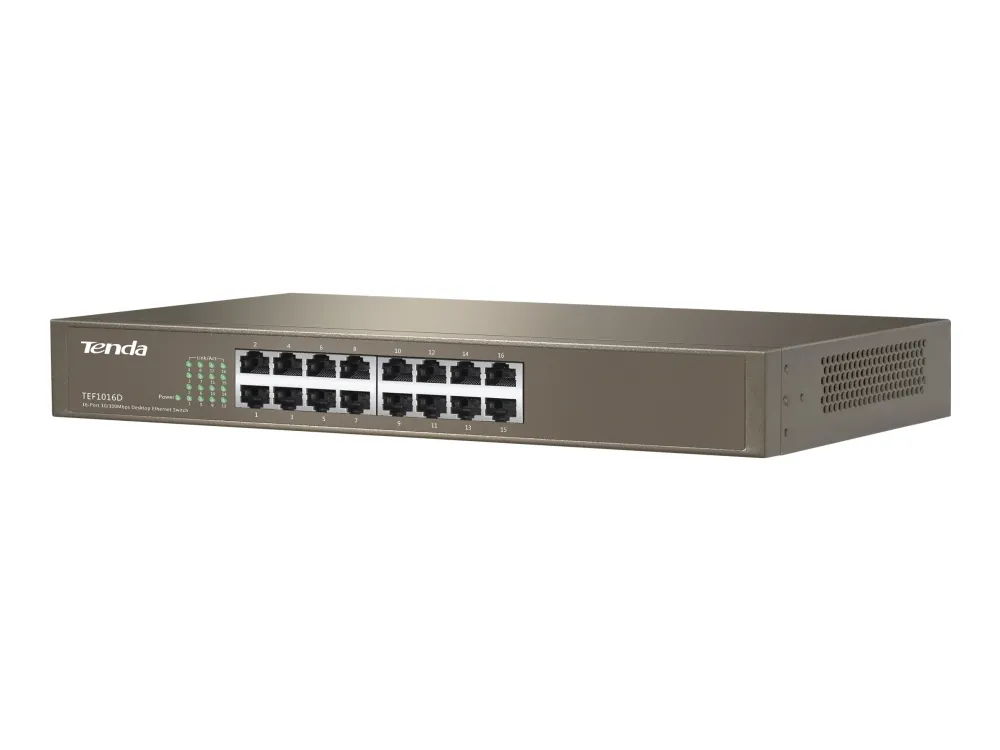 Tenda TEF1016D - Switch - 16 x 10/100 - stasjonær, rackmonterbar