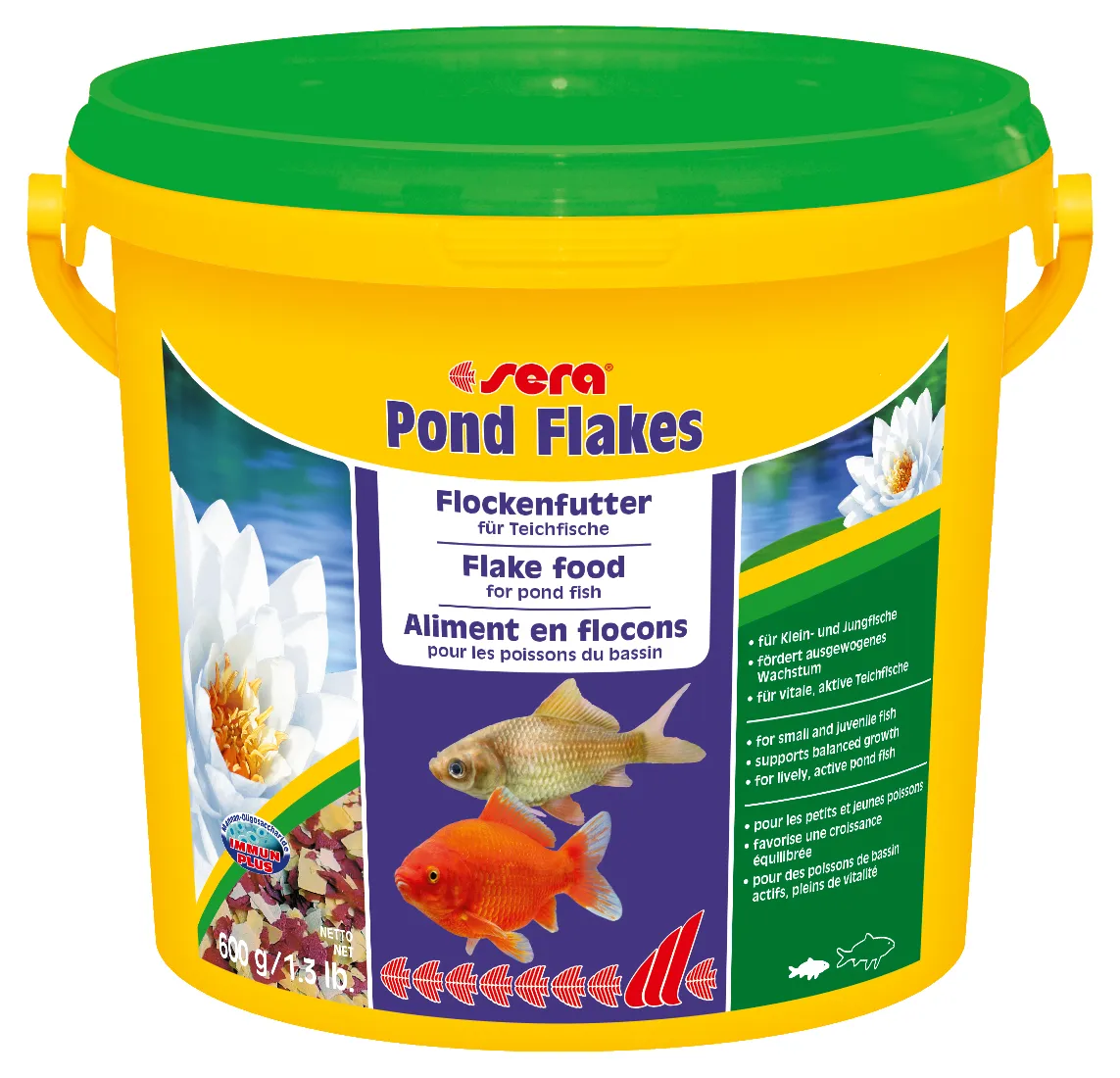 sera Pond Flakes, Damfisk, Tørr fiskemat, Flak, Vitamin A, Vitamin B1, Vitamin B2, Vitamin C, Vitamin D3, Vitamin E, Liten (fingerbøl), 21%