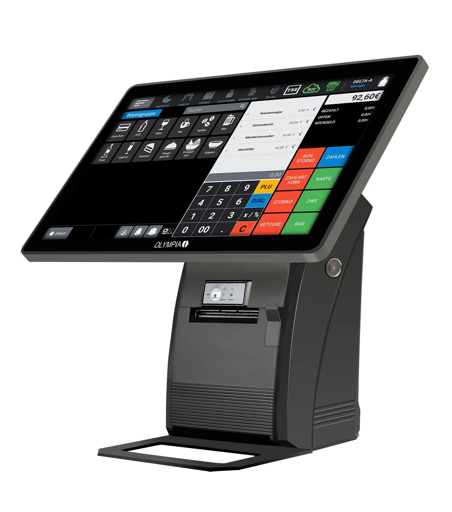 Olympia T215DK, 38,1 cm (15), LCD, Alt-i-ett, Sort, Android 11, Direkte Termisk
