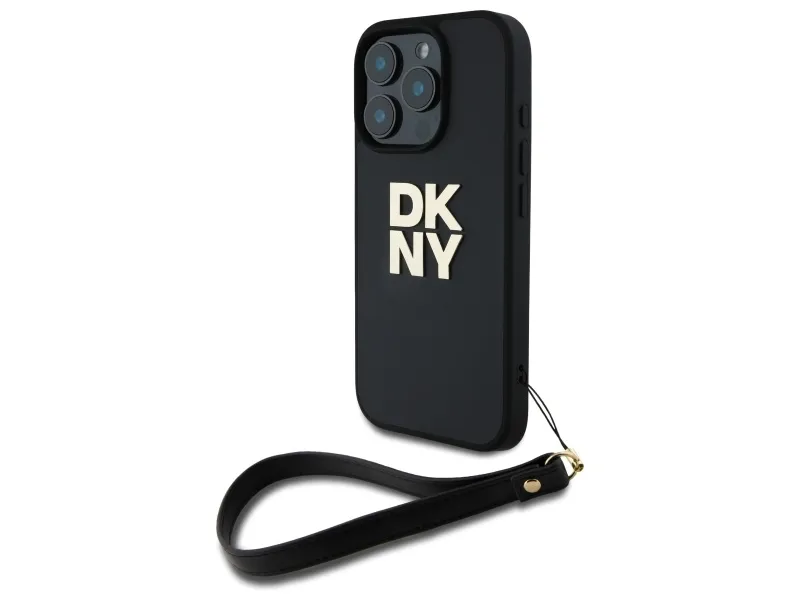 DKNY DKNY DKHCP16XPBSWSK iPhone 16 Pro Max 6,9 svart hardcase med håndledsrem og logo