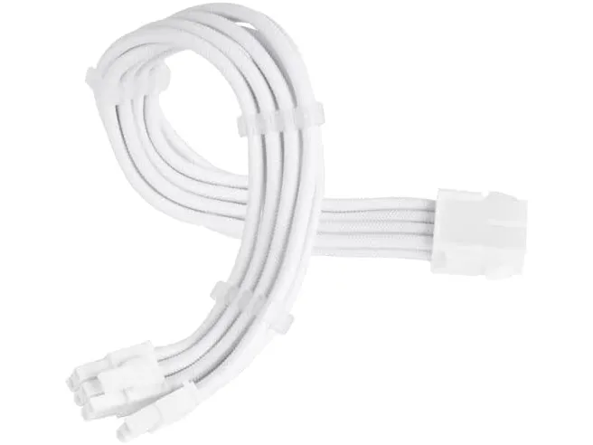 SilverStone SST-PP07E-PCI8W-V2 strømkabelforlenger (PCIe 8-pin 6+2, hvit, 30 cm)