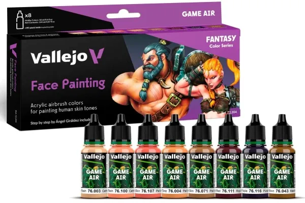 Vallejo 72.204 Game Air ansiktsmaling-sett (8 x 18 ml)