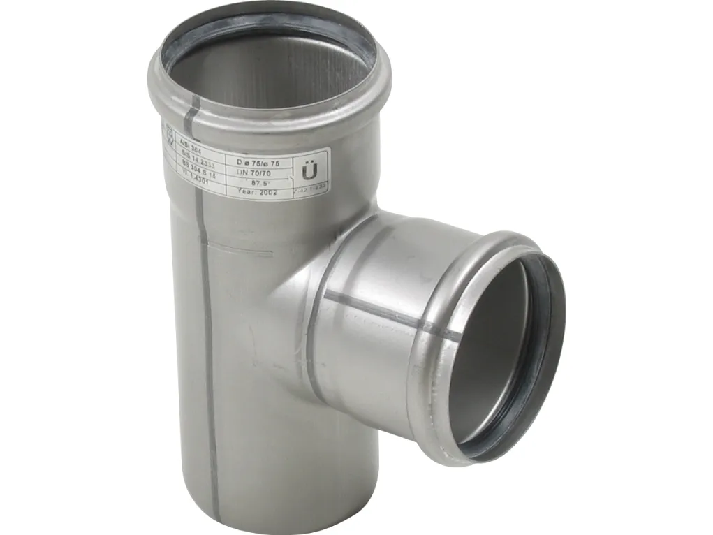 Ø 75 x 75 mm x 87,5° Grenrør rustfri AISI304/EN1.4301 Blücher
