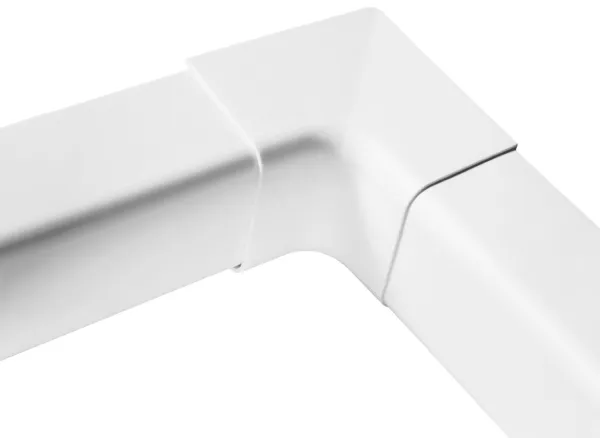 Kanal tilslutning indvendig hjørne 90 grader. Farve i hvid. For udendørs brug, UV-modstandsdygtig plast.
