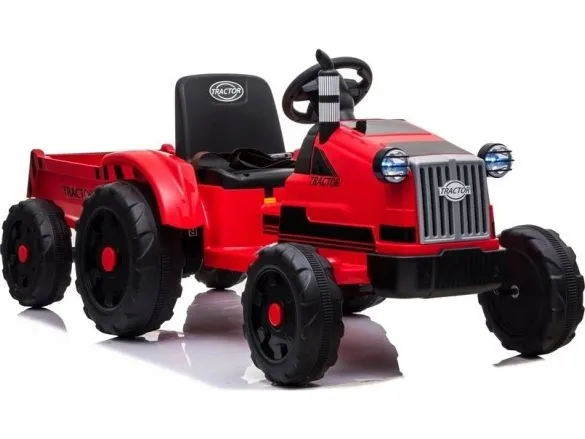 Lean Cars elektrisk traktor for barn med tilhenger CH9959, rød