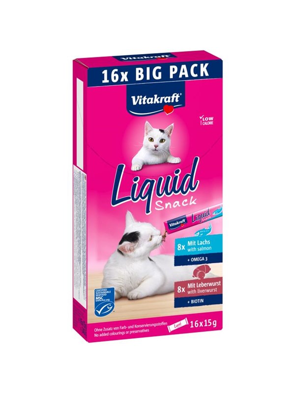 Vitakraft - Liquid Snack Multipack with Liver Sausage and Salmon MSC for cats 16x15gr (58000)