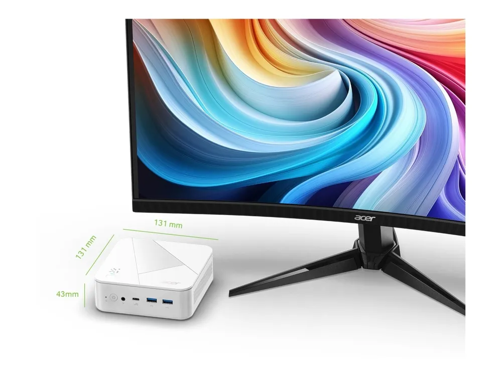 Acer Revo Box RB102-RPL - Barebone - mini-PC 1 x Core 5 120U / inntil 5 GHz - RAM 16 GB - SSD 512 GB - Intel Graphics - IEEE 802.11ax (Wi-Fi 6), Bluetooth, Gigabit Ethernet - Win 11 Home - hvit