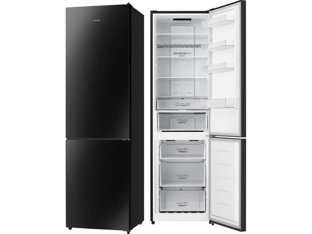 Gorenje NRK620EABG4 frittstående kjøleskap 2-dørs kjøleenhet svart glass energisparende kjøleskap til hjemmet