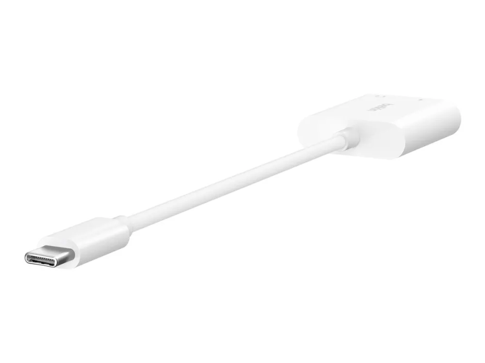 Belkin RockStar - USB-C til hodetelefonjakk / ladeadapter - USB-C hann til USB-C, minijakk hunn - USB Power Delivery (60W)