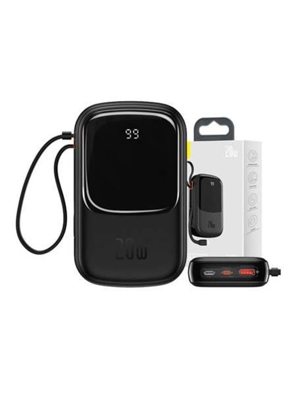 Baseus Powerbank Qpow PRO with Lightning cable USB-C port and USB 20000mAh 20W (Black) Nødlader - Svart - 20000 mAh