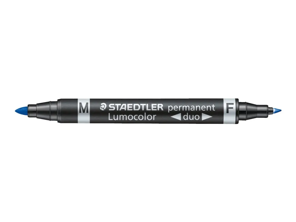 STAEDTLER Lumocolor duo - Twin-tip-markør - permanent - blå - 1.5 mm / 0.6 mm - medium / fin