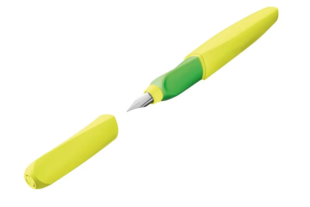 Pelikan fyllepenn Twist P457 M neongul +1GTP sammenleggbar boks
