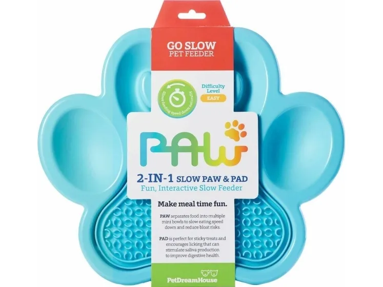 Pet Dream House Paw 2-i-1 blå 30x30x3 cm interaktiv slow feeder