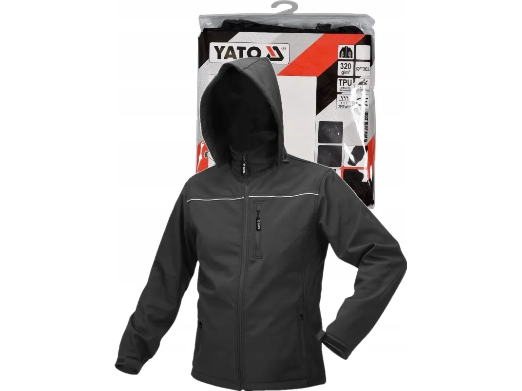 YATO KURTKA SOFTSHELL Z KAPTUREM CZARNA ROZM. XXL